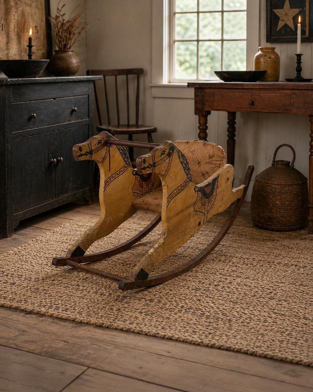 Antique Shoo Fly Rocker Original Paint Victorian Childs Rocking Horse Folk Art